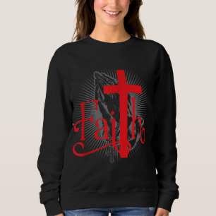 Sweatshirt Foi avec Croix chrétienne et mains priantes Jésus