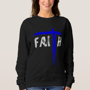 Sweatshirt Foi Chrétienne Et Agent De Police De La Ligne Bleu