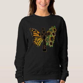 Sweatshirt Foi Croix tournesol papillon chrétien