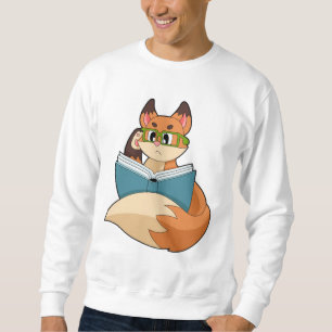 Sweatshirt Fox as nerd with Book & Glasses