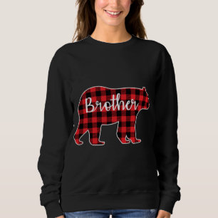 Sweatshirt Frère Ours Rouge Plaid Design Famille Correspondan