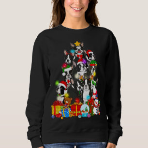 Sweatshirt Funky Boston Terrier Feux d'arbre de Noël Chiot D