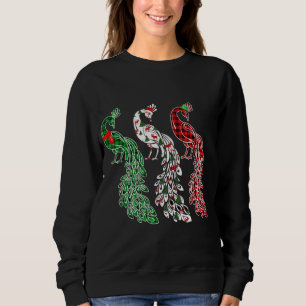 Sweatshirt Funky Peacock Xmas Arbre Lumières Rouge Plaid Noël