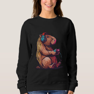 Sweatshirt Funny Capybara Jouer Jeux Vidéo, Capybara Gamin