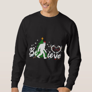 Sweatshirt Funny Christmas Bigfoot Believe Bigfoot avec Père