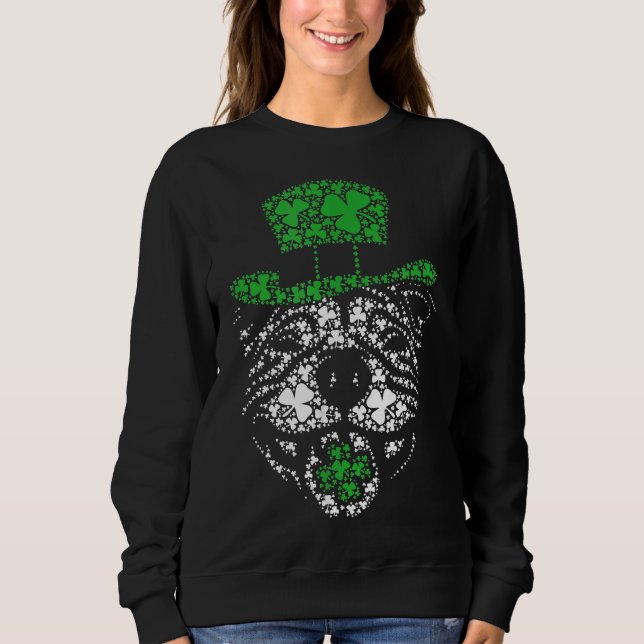 Sweatshirt Funny Irish Pitbull Shamrock Green Casquette St Pa (Devant)