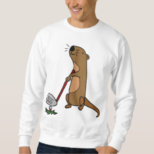 Sweatshirt Funny Sea Otter Jouer Golf