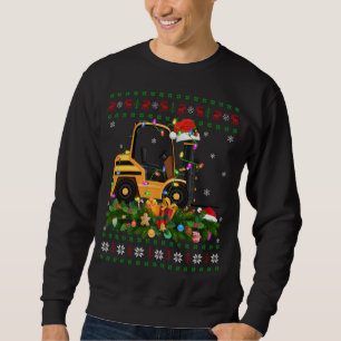 Sweatshirt Funny Xmas Lighting Tree Père Noël Ugly Forklift C
