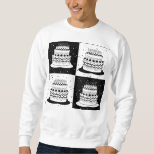 Sweatshirt Gâteau noir blanc impression à carreaux