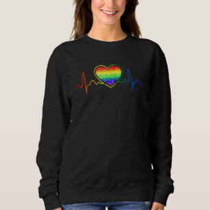 Sweatshirt Gay Lesbian Heartbeat Pride Rainbow Flag Heart Lgb