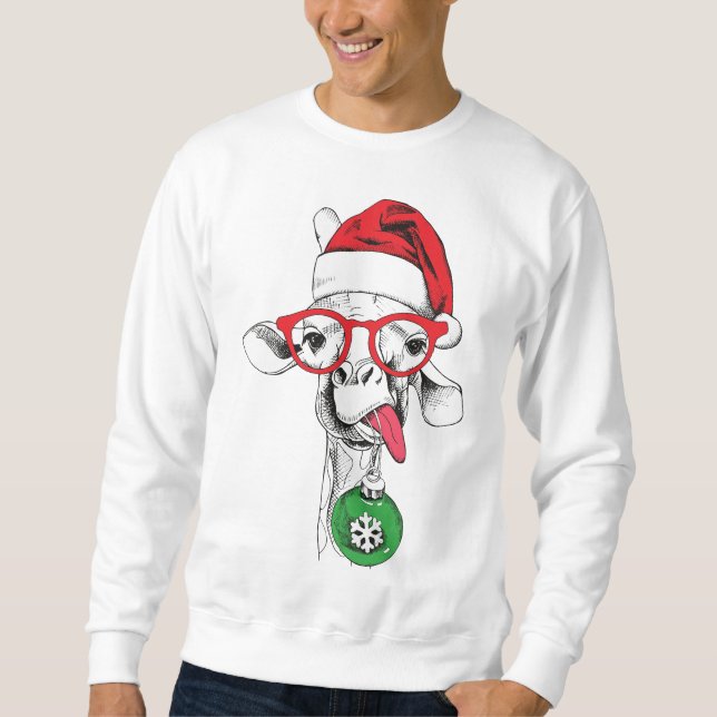 Sweatshirt Girafe Père Noël de Noël (Devant)