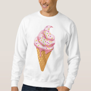 Sweatshirt Glace à la fraise en cône de gaufre avec garniture