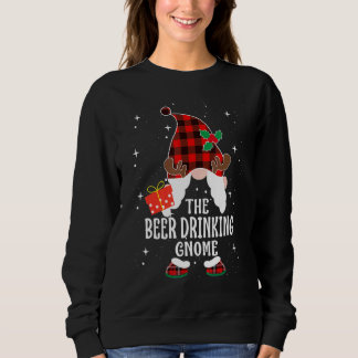 Sweatshirt Gnome buveur de bière Buffalo à carreaux famille a