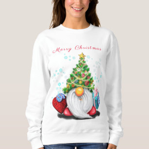 Sweatshirt Gnome mignonne avec arbre de Noël Casquette et ca