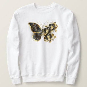 Sweatshirt Gold Flower Butterfly with Black Orchid