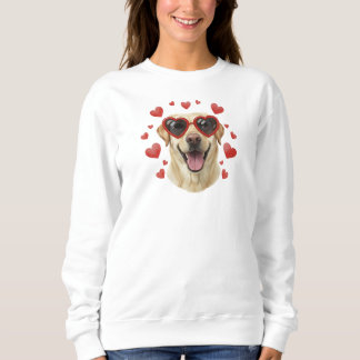 Sweatshirt Golden Retriever Saint-Valentin Huile sur toile Po