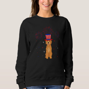 Sweatshirt Goldendoodle Chien Rouge Blanc Bleu Feu d'artifice