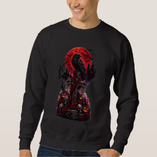 Sweatshirt Gothic Halloween Corbeau Cimetière Hanté Citrouill