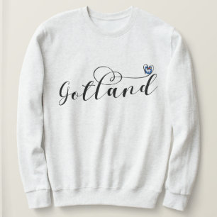 Sweatshirt Gotland Drapeau Design de script de coeur, Suède
