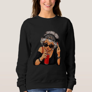 Sweatshirt Grand-mère impertinente et rebelle avec un doigt d