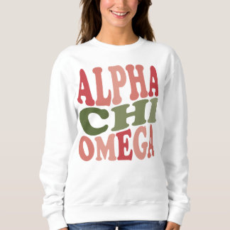 Sweatshirt Graphique Rétro Empilé Groovy Alpha Chi Omega