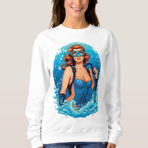 Sweatshirt Graphique vintage Design Femme Plongeur de plongée