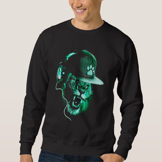 Sweatshirt Graphisme cool Dj Tiger (Devant)