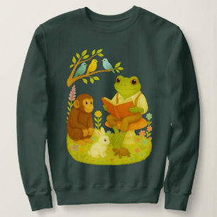 Sweatshirt Grenouille lisant sur un champignon Histoire vint