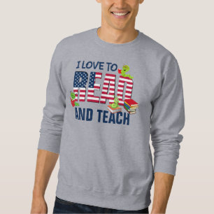 Sweatshirt Grey J'AIME LIRE ET ENSEIGNER America Flag