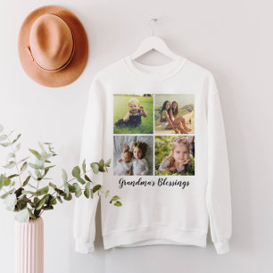 Sweatshirt Grille Collage de photos avec votre texte personna