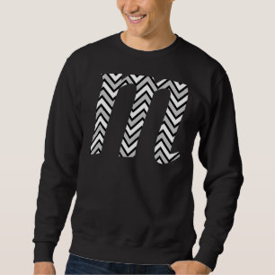Sweatshirt Gris Chevron Blanc Zigzag Motif Monogramme initial