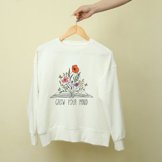 Sweatshirt Grow your mind Boho Wildflower and book