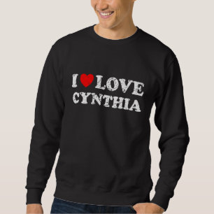 Sweatshirt Grunge détendu Style épuisé I Love Cynthia