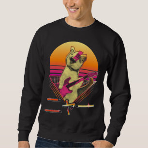 Sweatshirt Guitare électrique japonaise Vaporwave jouant Cat