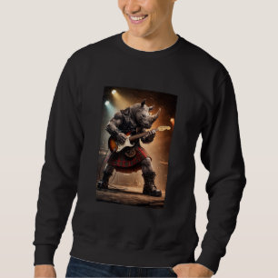 Sweatshirt Guitariste de Rhino en kilt faisant un rock intens