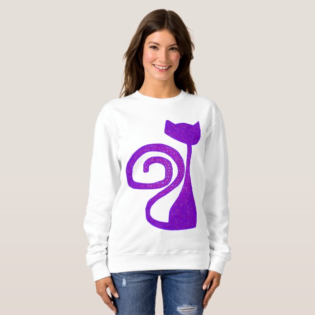Sweatshirt Habillement de chat de Bouclé-Queue (Devant entier)