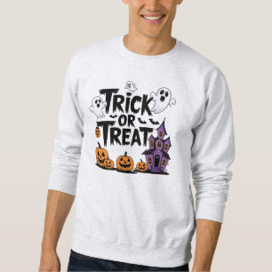 Sweatshirt Halloween éffrayant avec fantômes et citrouilles