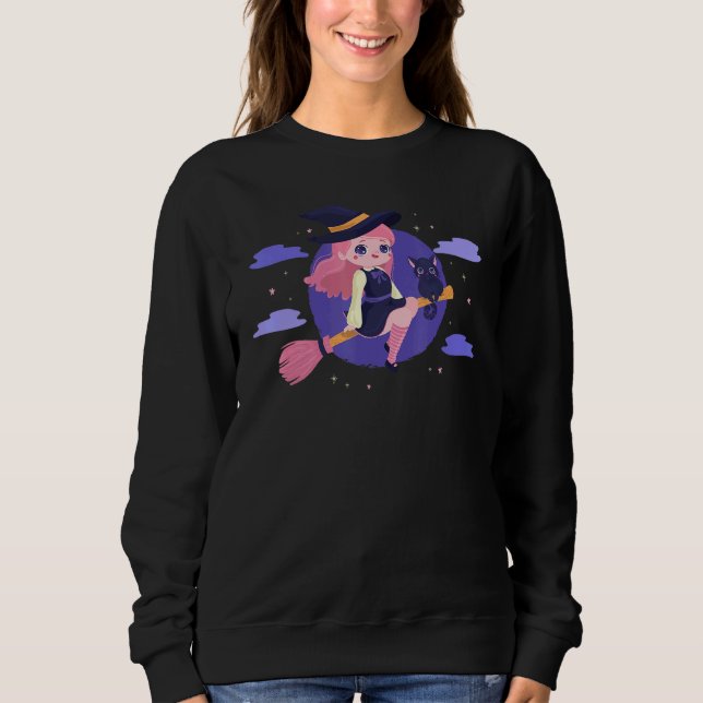 Sweatshirt Halloween jolie sorcière occulte ésotérique mystiq (Devant)