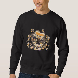 Sweatshirt Halloween Mafia Gangster Crâne un Casquette et fum
