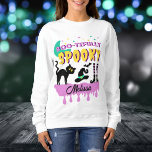 Sweatshirt Halloween moderne mignon Boo entièrement Éffrayant