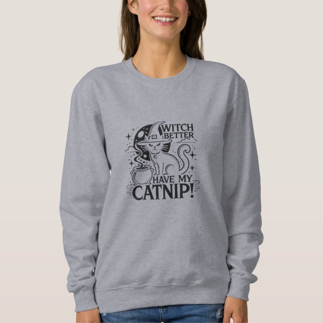 Sweatshirt Halloween - Sorcière Il Vaut Mieux Avoir Mon Chip (Devant)