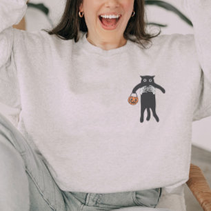 Sweatshirt Halloween squelette éffrayant tenant la main Chat