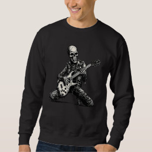 Sweatshirt Halloween Squelette Jouer Guitare Électrique Rock