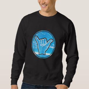 Sweatshirt Hang Loose Main Shaka Aloha Surf Avec Ocean Backgr