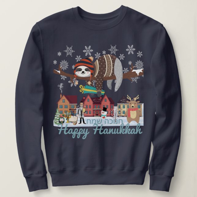 Sweatshirt Hanoukka Sloth (Design devant)