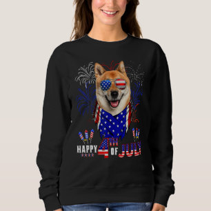Sweatshirt Happy 4th Of July American Flag Shiba Inu Dog Sung