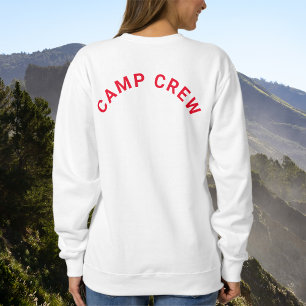 Sweatshirt Happy Camper Camp Crew Retro Rouge Blanc