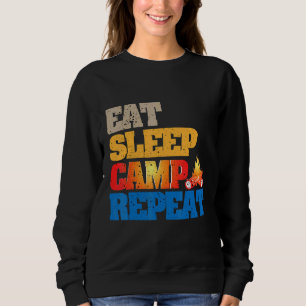 Sweatshirt Happy Eat Sleep Camp Répéter Bootcamp Camping Summ