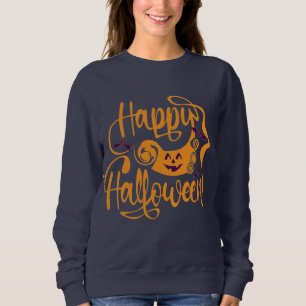 Sweatshirt Happy Halloween chauves-souris Jack-o'-lantern