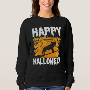 Sweatshirt Happy Halloween u2013 Sorcière Pig Volant Broom Ha